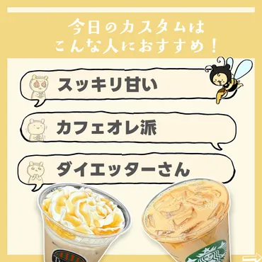 スタバカスタム】スタバでタリーズの味を楽しみたい!低カロリーでおいしいハニーミルクオレ(まめ☆毎日スタバカスタム)