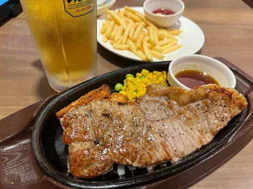 ビール付き】ガストのサーロインステーキセット（1700円）を頼ん ...