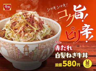 すき家、コク旨ピリ辛の「赤だれ白髪ねぎ牛丼」1月11日発売 ...