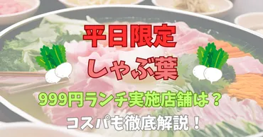 平日限定】しゃぶ葉999円ランチ実施店舗は？コスパも徹底解説 ...