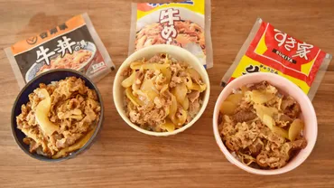 吉野家VS松屋VSすき家】大手3社冷凍牛丼を食べ比べ！！味に違い ...