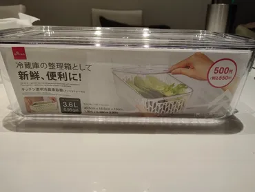 ダイソー】キッチン透明冷蔵庫容器（メッシュトレー付） 