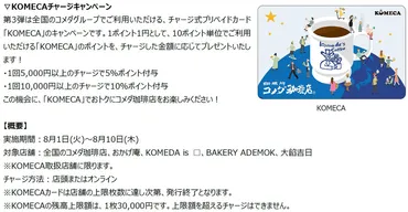 コメダ珈琲店「KOMECA」のチャージでポイント付与・支払いで500 ...