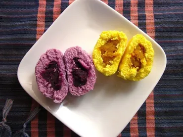 業務スーパー】おうちでお手軽中華まん！「紫芋まんカボチャまん」 