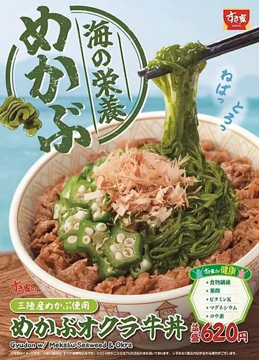 すき家から「めかぶオクラ牛丼」「たっぷりめかぶ牛丼」が新登場!ねばとろ食感、初夏にぴったりな新商品です