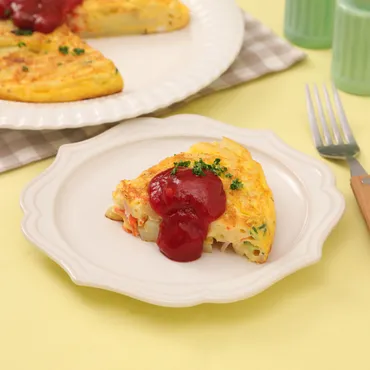 余ったマカロニサラダで♪スパニッシュオムレツ 