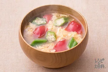 オクラとトマトのふわたまみそ汁 