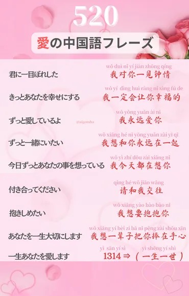 愛♡の中国語フレーズ