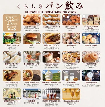 パンとお酒を楽しむ贅沢なイベント「くらしきパン飲み」が今年も3月22日、23日に開催されます！ 
