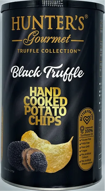 ドバイの高級ポテトチップス、「黒トリュフ風味缶」と「白トリュフ&ポルチーニ風味缶」品の取り扱いを開始。