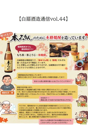 知ってた!?本みりんのヒミツ】福来純本みりんのために本格焼酎を造っています!