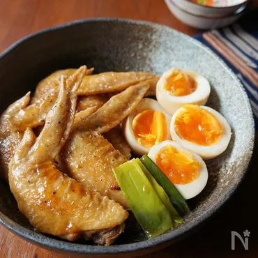 手羽先と玉子の甘辛煮込み