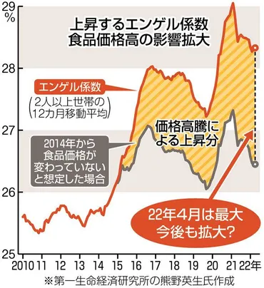 2014年から急上昇の「エンゲル係数」が高止まり 食品価格高騰で「やむにやまれず食費が増えた」：東京新聞デジタル