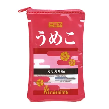 ゆかり、かおり、あかり、うめこ、ひろし、かつおの全種。三島のふりかけがポーチになったぞ!
