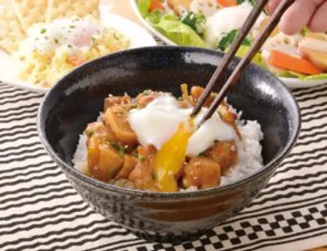 温泉卵トッピング例】てりやき親子丼 ／無農薬・有機野菜・無添加食材レシピ