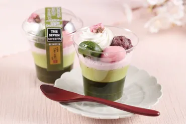セブン×伊藤久右衛門「宇治抹茶とさくらのパフェ」「宇治抹茶カステラ&さくらホイップ」えん食べ