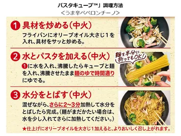 フライパンで具材を炒めたら麺と水を混ぜるだけ！味の素からキューブタイプのパスタ用調味料「パスタキューブ」が登場