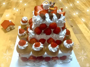業務スーパーの【お手軽スポンジシート】を使って、子供と大きなクリスマスケーキを作りました♪
