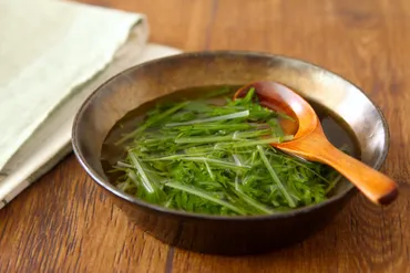 レンジ加熱分！柚子胡椒香る水菜の和風スープ