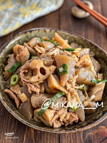 簡単美味しい!こんにゃくとれんこんの豚バラねぎ味噌煮レシピ