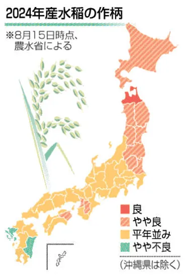 ２４年産コメ、静岡など３１都府県「平年並み」 品薄解消に望み 天候恵まれ青森「良」