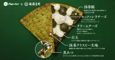祇園辻利コラボ!ピザハット「ハンディメルツ 抹茶白玉黒みつ」