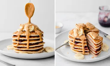 ピーナッツバター＆ジャム】バナナパンケーキ【作り方・レシピ ...