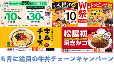 6月に得する牛丼チェーンは? 吉野家・松屋・すき家の最新キャンペーンをチェック