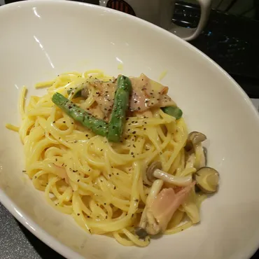 パスタセット(ホットコーヒー、ベーコンとアスパラの豆乳カルボナーラ)、タリーズカード値引きあり(タリーズコーヒー 大名古屋ビルヂング店)の口コミ一覧